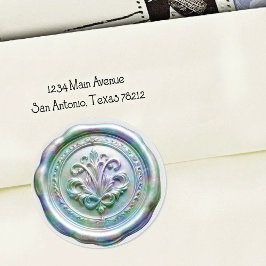 Faux Wax Envelope Seal Style 4 Blue 25 Sticker ラウンドシール