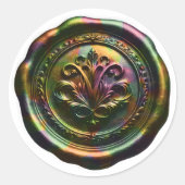 Faux Wax Envelope Seal Style 4 Bronze 20 Sticker ラウンドシール (正面)