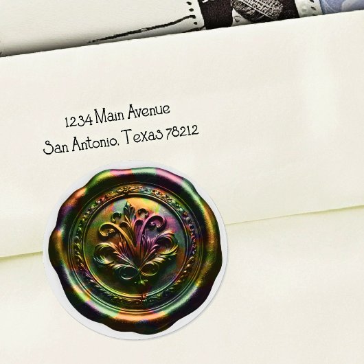 Faux Wax Envelope Seal Style 4 Bronze 20 Sticker ラウンドシール