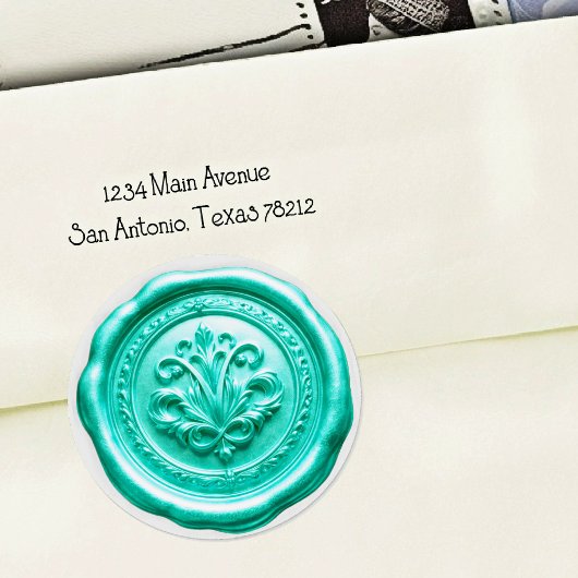Faux Wax Envelope Seal Style 4 Green 20 Sticker ラウンドシール