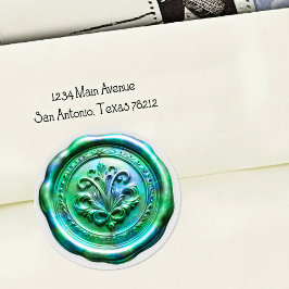 Faux Wax Envelope Seal Style 4 Green 21 Sticker ラウンドシール