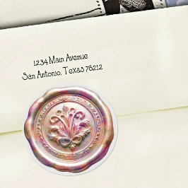 Faux Wax Envelope Seal Style 4 Pink 24 Sticker ラウンドシール