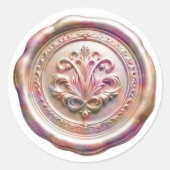 Faux Wax Envelope Seal Style 4 Pink 24 Sticker ラウンドシール (正面)