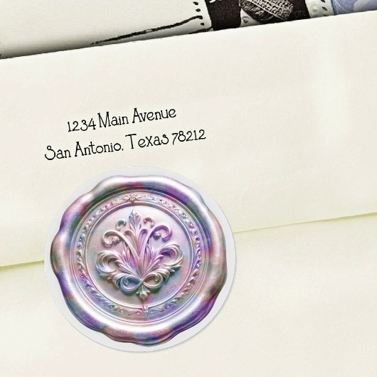 Faux Wax Envelope Seal Style 4 Purple 20 Sticker ラウンドシール