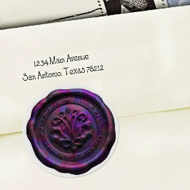 Faux Wax Envelope Seal Style 4 Purple 20 Sticker ラウンドシール