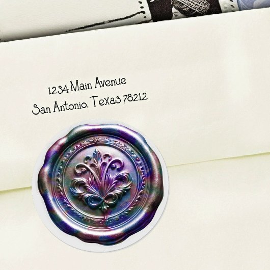 Faux Wax Envelope Seal Style 4 Purple 21 Sticker ラウンドシール