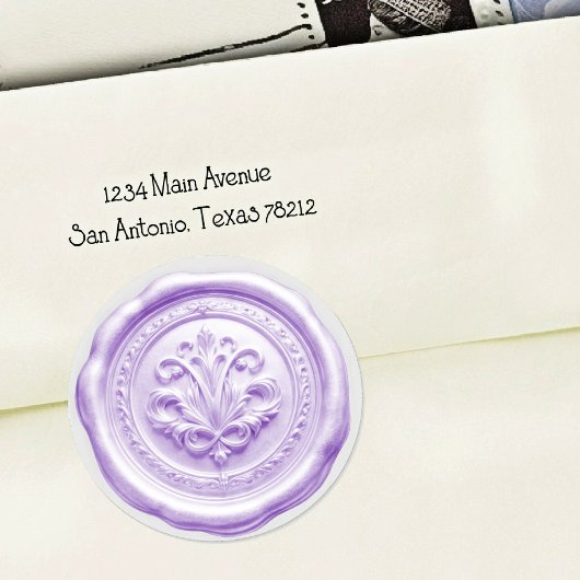 Faux Wax Envelope Seal Style 4 Purple 9 ラウンドシール