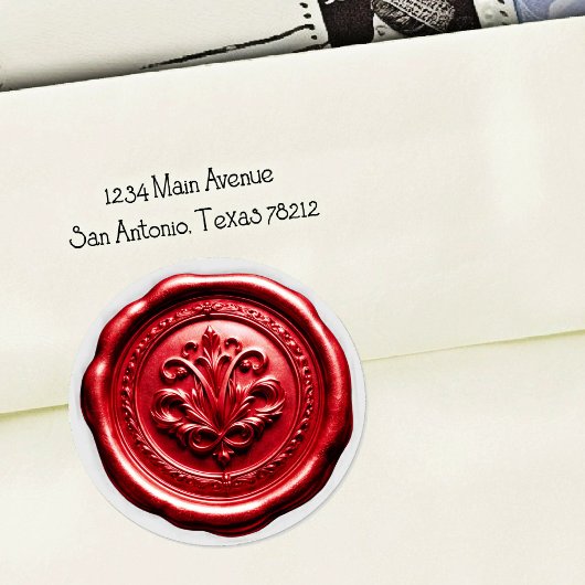 Faux Wax Envelope Seal Style 4 Red 8 ラウンドシール