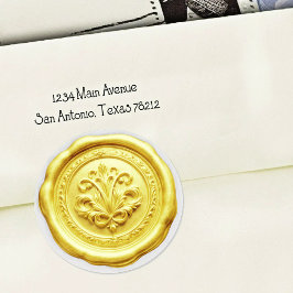 Faux Wax Envelope Seal Style 4 Yellow ラウンドシール