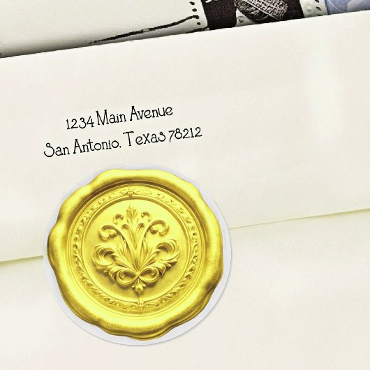 Faux Wax Envelope Seal Style 4 Yellow 2 ラウンドシール