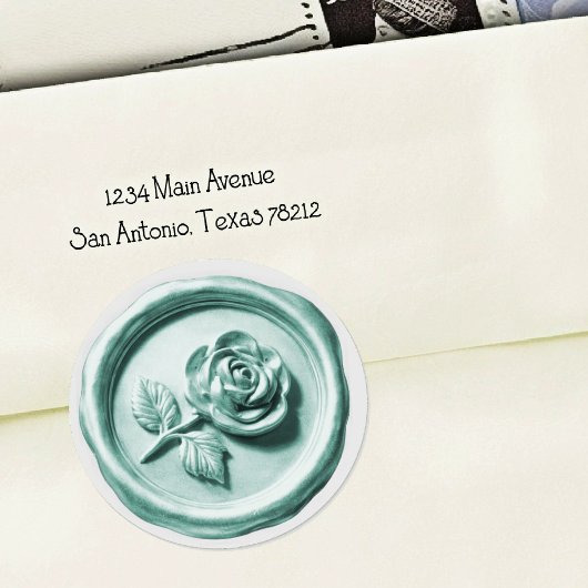 Faux Wax Seal Aqua Rose 2 Deep Impression ラウンドシール