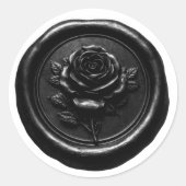 Faux Wax Seal Black Rose Deep Impression ラウンドシール (正面)