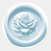 Faux Wax Seal Blue Rose Deep Impression ラウンドシール (正面)