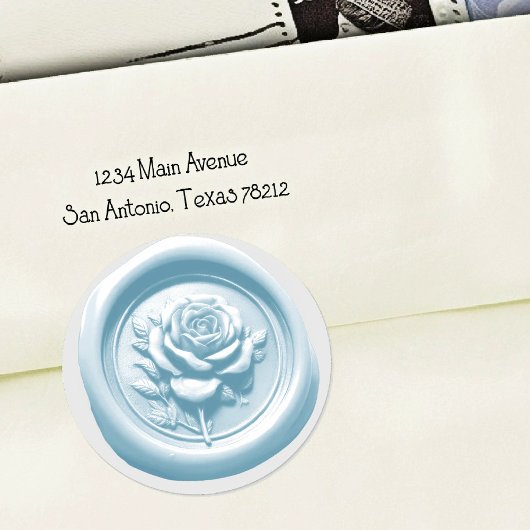 Faux Wax Seal Blue Rose Deep Impression ラウンドシール