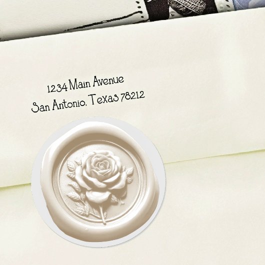Faux Wax Seal Cream Rose Deep Impression ラウンドシール