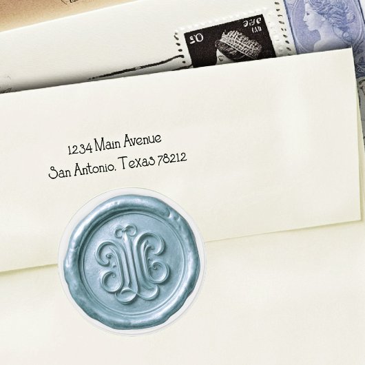Faux Wax Seal Deep Impression Blue 3 ラウンドシール