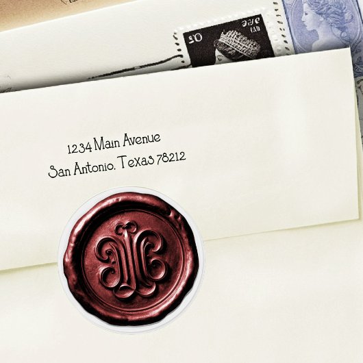 Faux Wax Seal Deep Impression Burgundy Red ラウンドシール