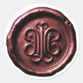 Faux Wax Seal Deep Impression Burgundy Red ラウンドシール (正面)