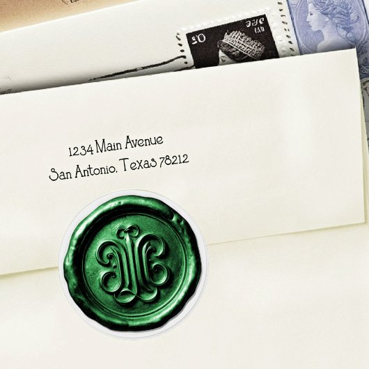 Faux Wax Seal Deep Impression Emerald Green ラウンドシール