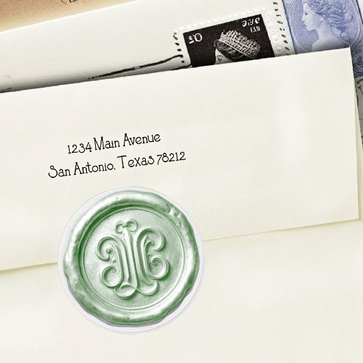 Faux Wax Seal Deep Impression Green 4 ラウンドシール