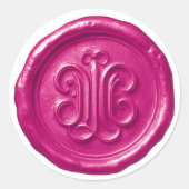 Faux Wax Seal Deep Impression Hot Pink ラウンドシール (正面)