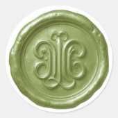 Faux Wax Seal Deep Impression Olive Green ラウンドシール (正面)