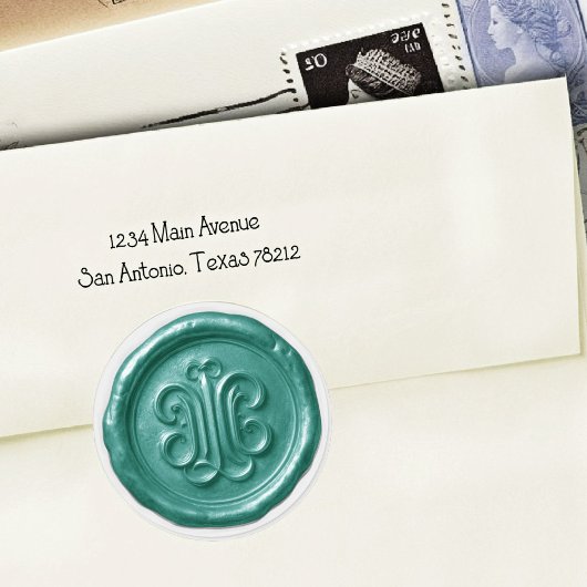 Faux Wax Seal Deep Impression Teal Blue  ラウンドシール