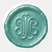 Faux Wax Seal Deep Impression Teal Blue  ラウンドシール (正面)