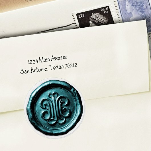 Faux Wax Seal Deep Impression Teal Blue 2 ラウンドシール