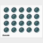 Faux Wax Seal Deep Impression Teal Blue 2 ラウンドシール (シート)