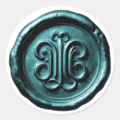 Faux Wax Seal Deep Impression Teal Blue 2 ラウンドシール (正面)