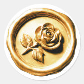 Faux Wax Seal Gold Rose 2 Deep Impression ラウンドシール (正面)