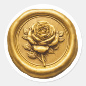 Faux Wax Seal Gold Rose Deep Impression ラウンドシール (正面)