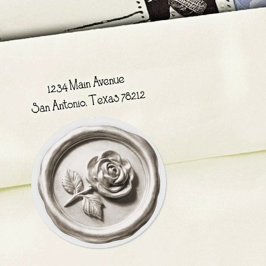 Faux Wax Seal Gray Rose 2 Deep Impression ラウンドシール