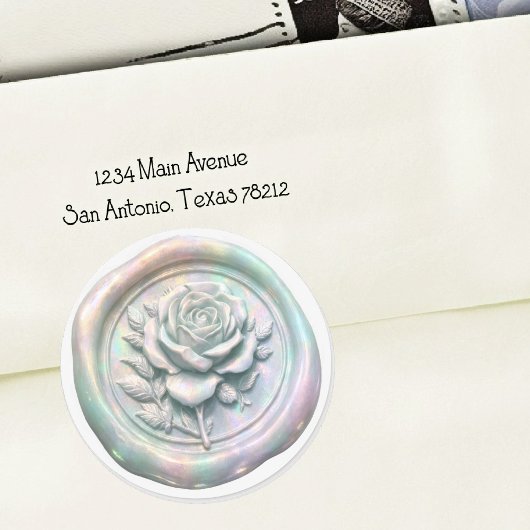 Faux Wax Seal Iridescent Rose Deep Impression ラウンドシール
