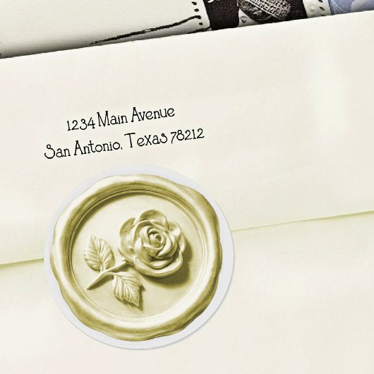 Faux Wax Seal Ivory Rose 2 Deep Impression ラウンドシール