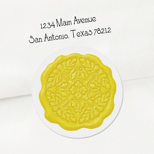 Faux Wax Seal, Lemony Yellow ラウンドシール