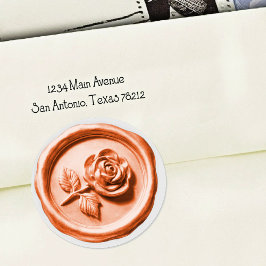 Faux Wax Seal Peach Rose 2 Deep Impression ラウンドシール