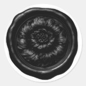 Faux Wax Seal Peony Black ラウンドシール (正面)