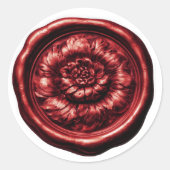 Faux Wax Seal Peony Deep Red ラウンドシール (正面)