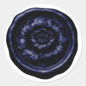 Faux Wax Seal Peony Navy blue ラウンドシール (正面)