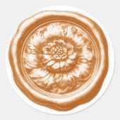 Faux Wax Seal Peony Peach ラウンドシール (正面)