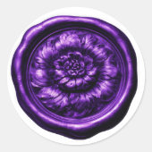 Faux Wax Seal Peony Purple ラウンドシール (正面)