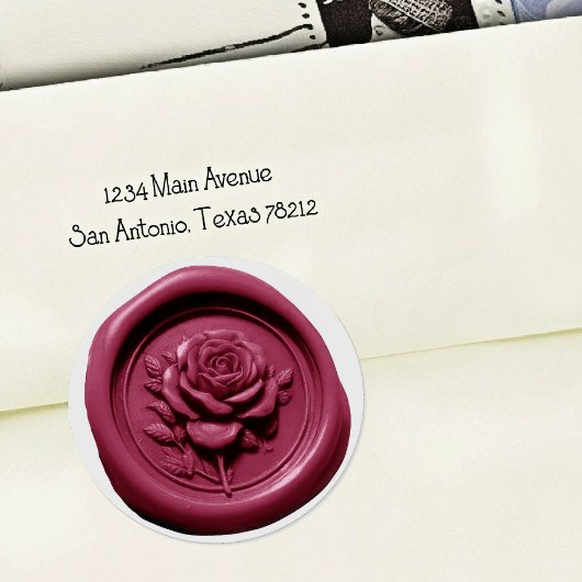 Faux Wax Seal Pink 7 Rose Deep Impression ラウンドシール