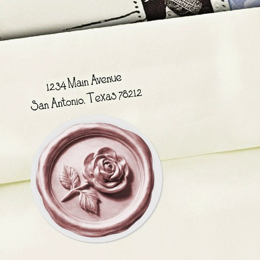 Faux Wax Seal Pink Rose 2 Deep Impression ラウンドシール