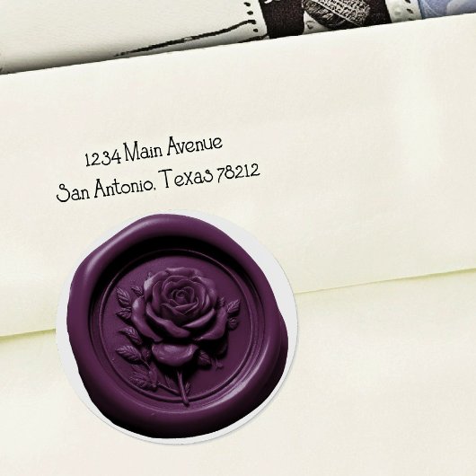 Faux Wax Seal Purple 5 Rose Deep Impression ラウンドシール