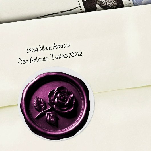 Faux Wax Seal Purple Rose 2 Deep Impression ラウンドシール
