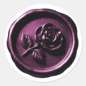Faux Wax Seal Purple Rose 2 Deep Impression ラウンドシール (正面)