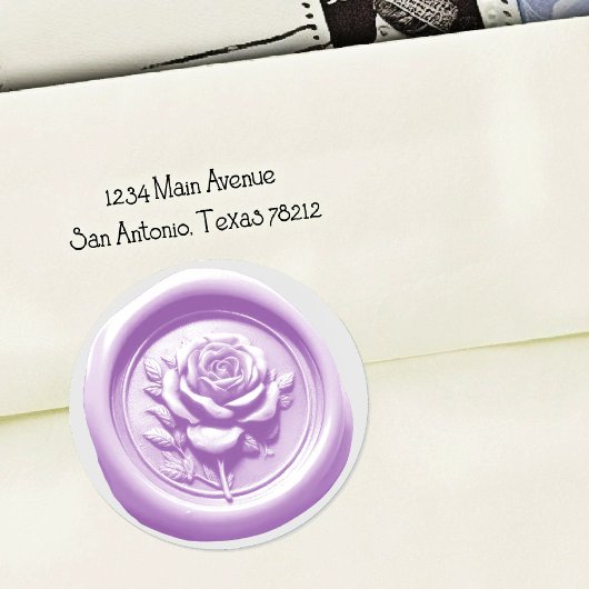 Faux Wax Seal Purple Rose Deep Impression ラウンドシール