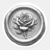Faux Wax Seal Silver Rose Deep Impression ラウンドシール (正面)